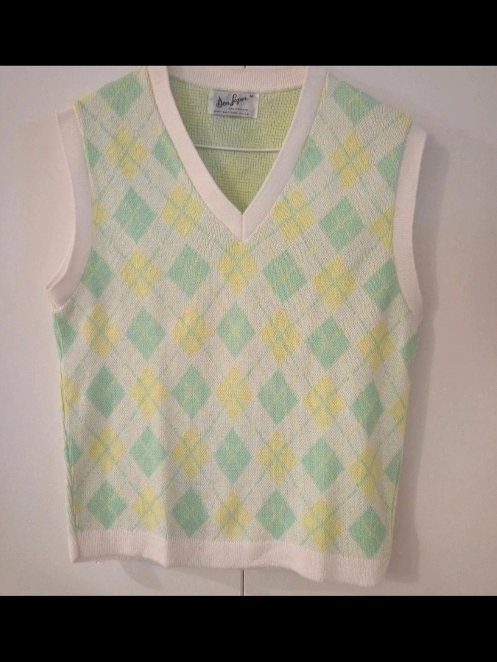 Don Loper Argyle Soft Mint Knit Top